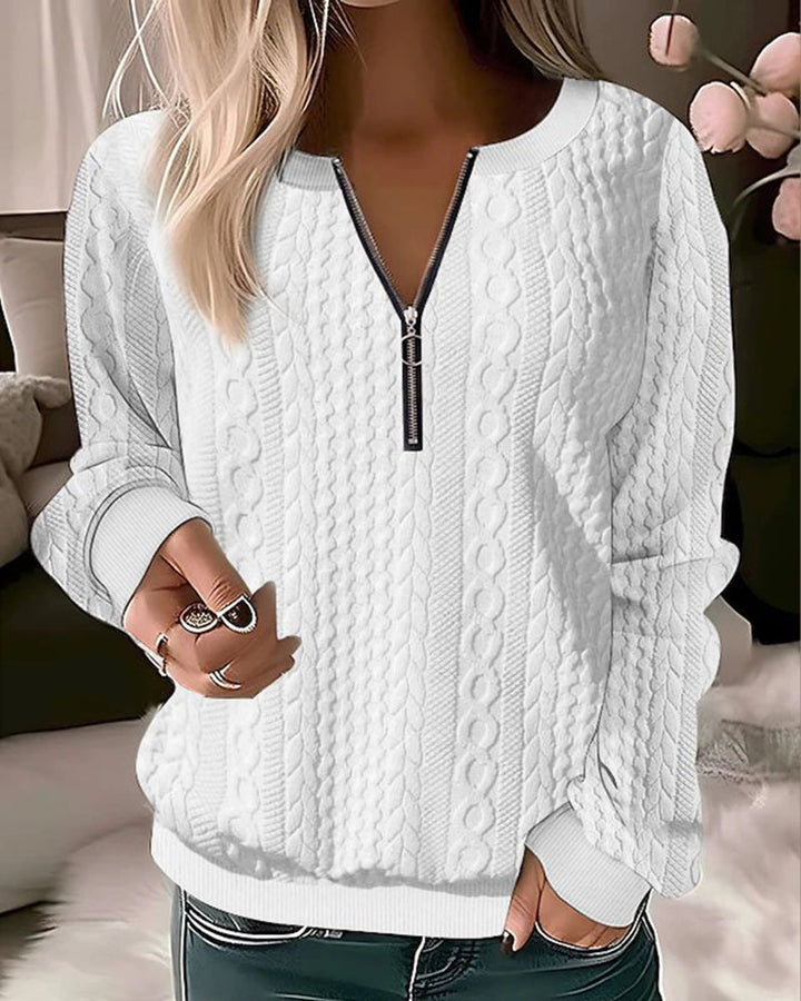Adriana - Pull en maille stylé et décontracté avec demi-zip à la mode