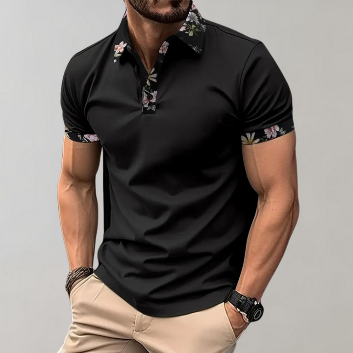 Stef Chemise à col polo pour hommes avec un imprimé floral élégant pour une allure raffinée.