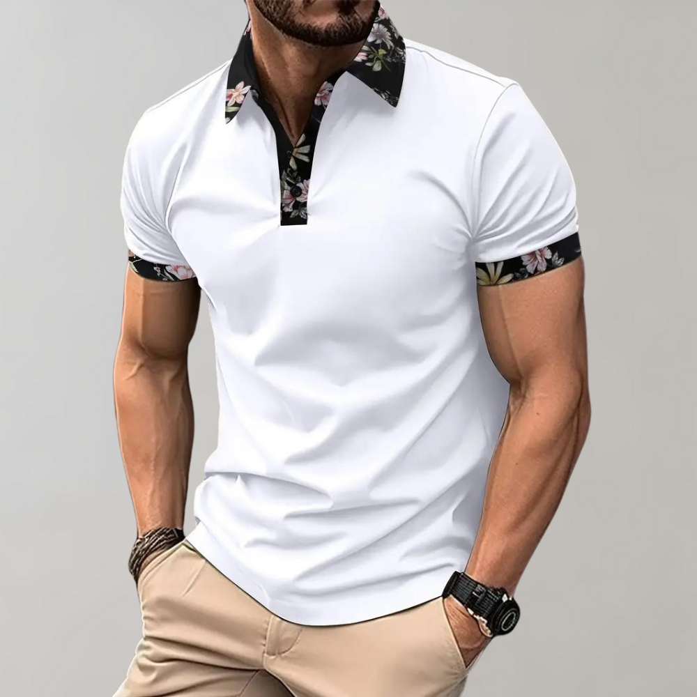 Stef Chemise à col polo pour hommes avec un imprimé floral élégant pour une allure raffinée.