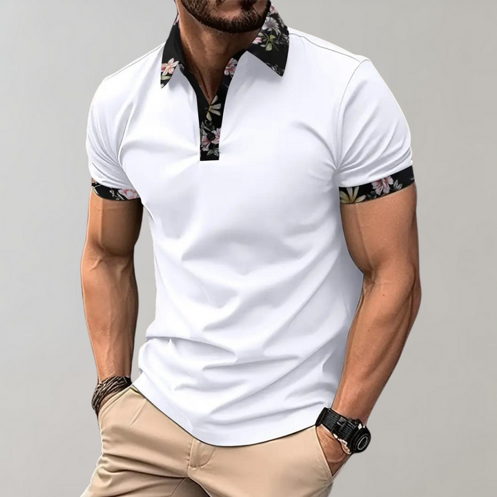 Stef Chemise à col polo pour hommes avec un imprimé floral élégant pour une allure raffinée.
