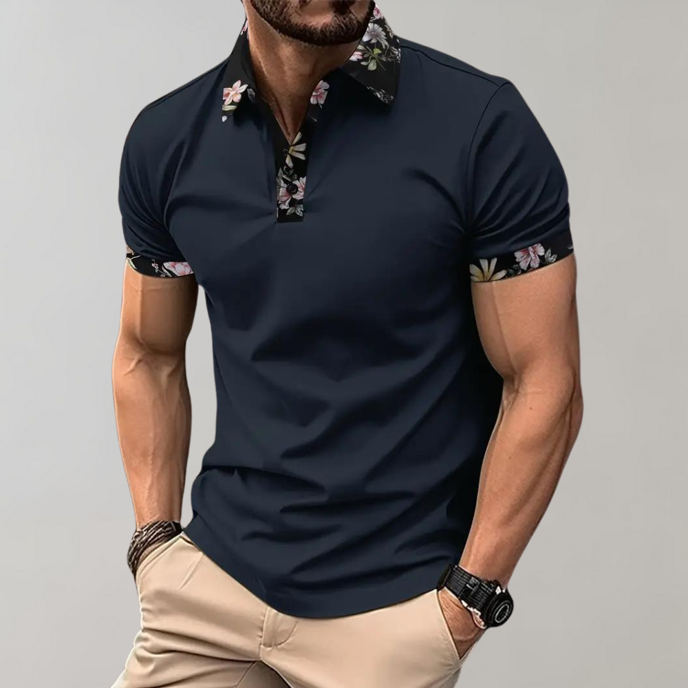 Stef Chemise à col polo pour hommes avec un imprimé floral élégant pour une allure raffinée.