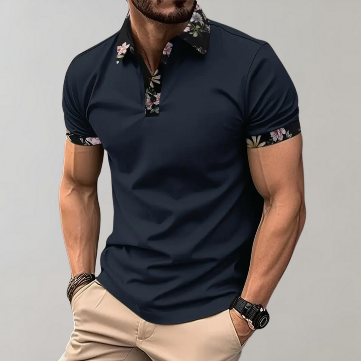 Stef Chemise à col polo pour hommes avec un imprimé floral élégant pour une allure raffinée.