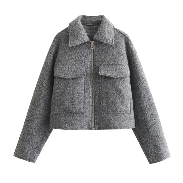 Carla - Veste d'automne courte à la mode avec fermeture éclair de luxe pour femmes