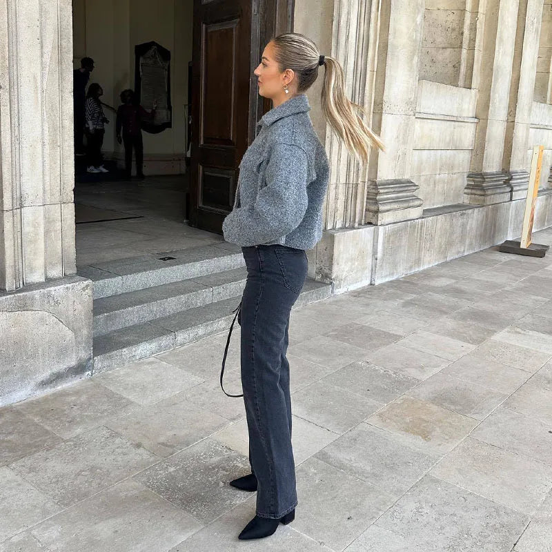 Carla - Veste d'automne courte à la mode avec fermeture éclair de luxe pour femmes