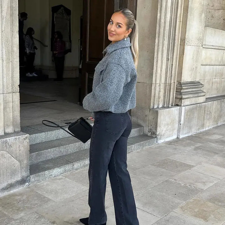 Carla - Veste d'automne courte à la mode avec fermeture éclair de luxe pour femmes