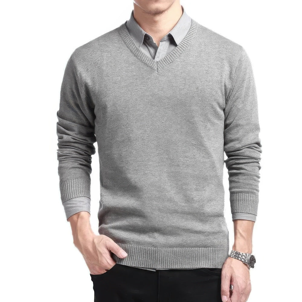 Sanderijn™ Pull classique élégant pour hommes avec un col en V pour une allure intemporelle