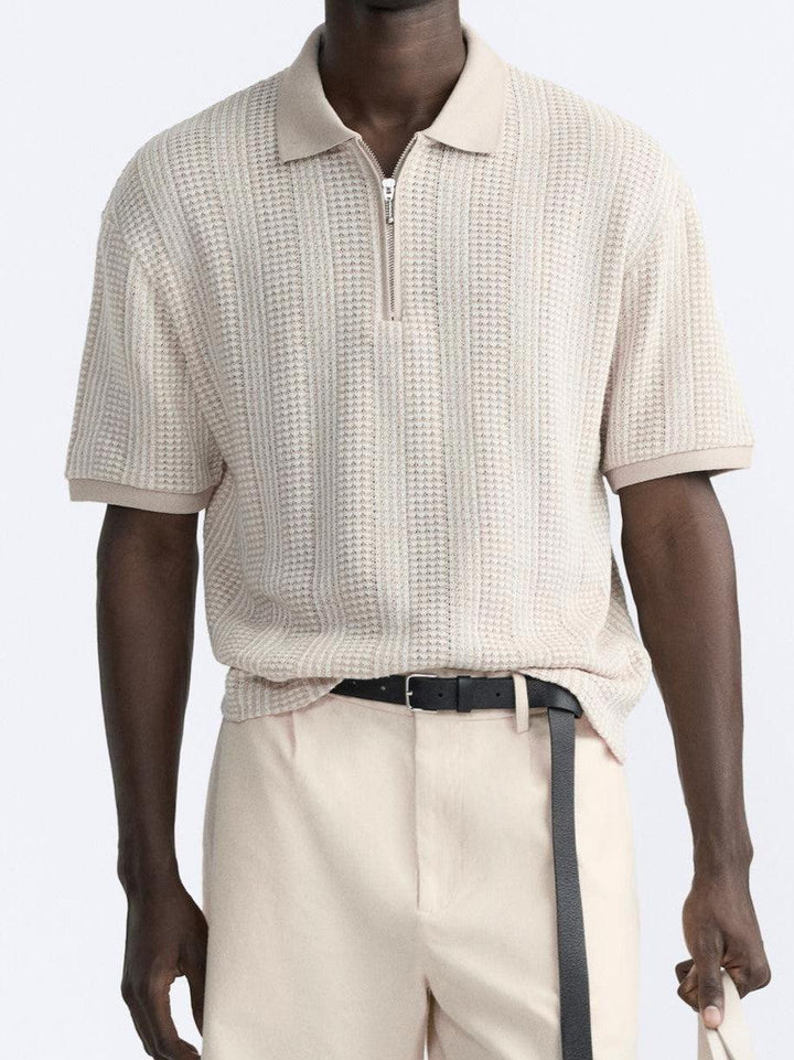 Polo tricotée élégante avec fermeture éclair pour un look chic