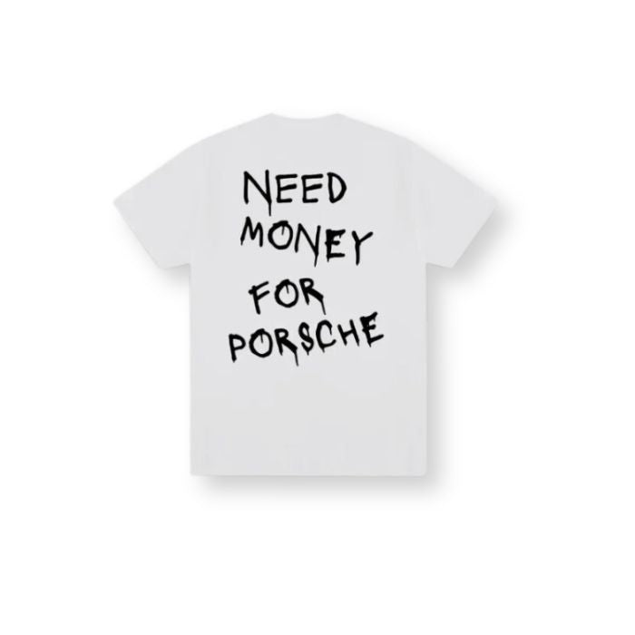 T-shirt unisexe avec impression stylisée "Besoin d'argent pour Porsche" - Confortable et à la mode