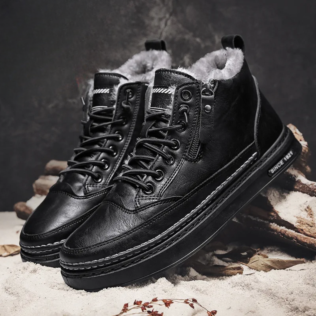 Bottes pour hommes en cuir d'hiver Emiel™ Luxe avec doublure ultra chaude pour un confort ultime.
