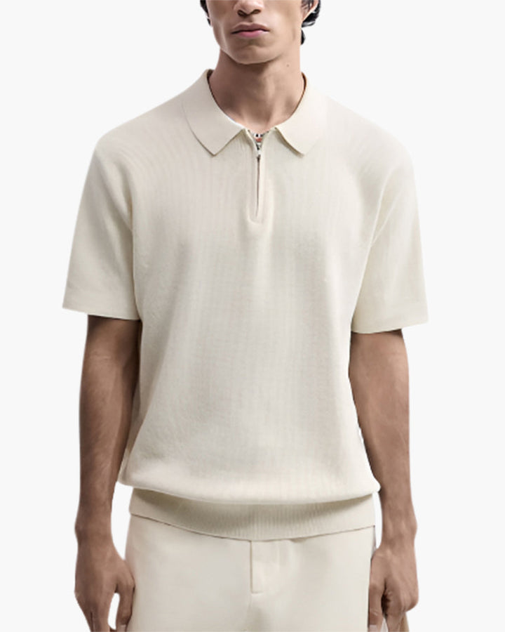 Polo Homme à Manches Courtes en Maille avec Zip Demi pour Confort et Style