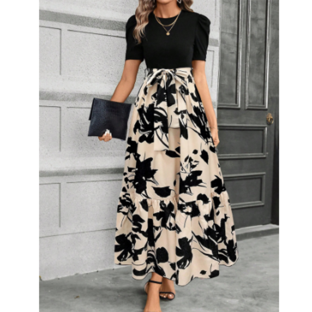 Letitia | Robe maxi boho élégante avec manches bouffantes et imprimé floral - Parfaite pour un look chic et romantique.