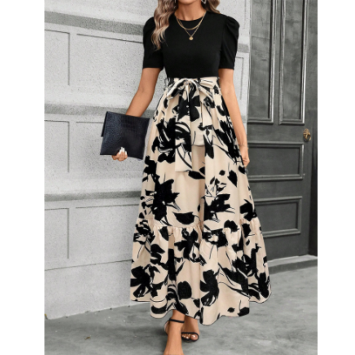 Letitia | Robe maxi boho élégante avec manches bouffantes et imprimé floral - Parfaite pour un look chic et romantique.