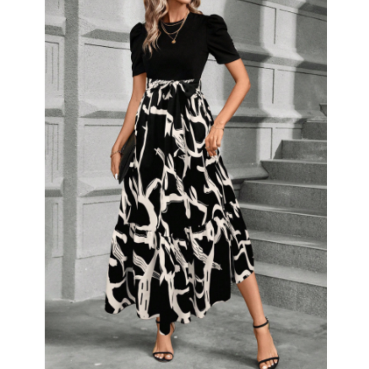 Letitia | Robe maxi boho élégante avec manches bouffantes et imprimé floral - Parfaite pour un look chic et romantique.