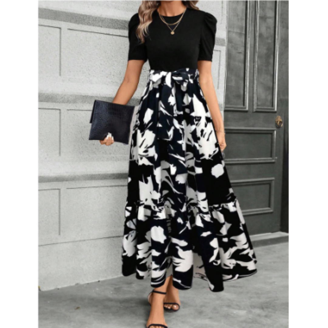 Letitia | Robe maxi boho élégante avec manches bouffantes et imprimé floral - Parfaite pour un look chic et romantique.