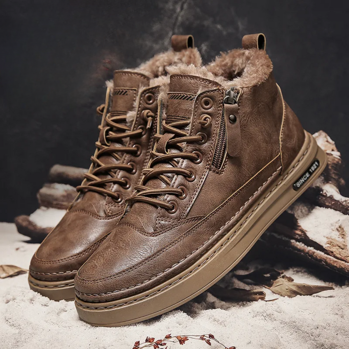 Bottes pour hommes en cuir d'hiver Emiel™ Luxe avec doublure ultra chaude pour un confort ultime.
