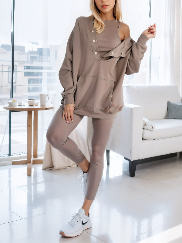 LoungeFit - Ensemble moderne et élégant de 3 pièces pour femmes avec un look sportif