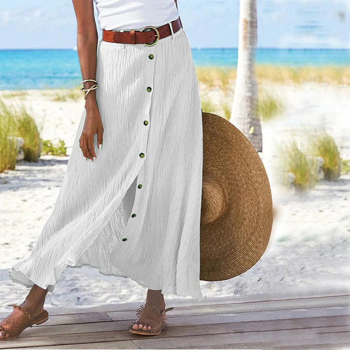Sephielle - Jupe maxi avec bouton décoratif pour une élégance stylée