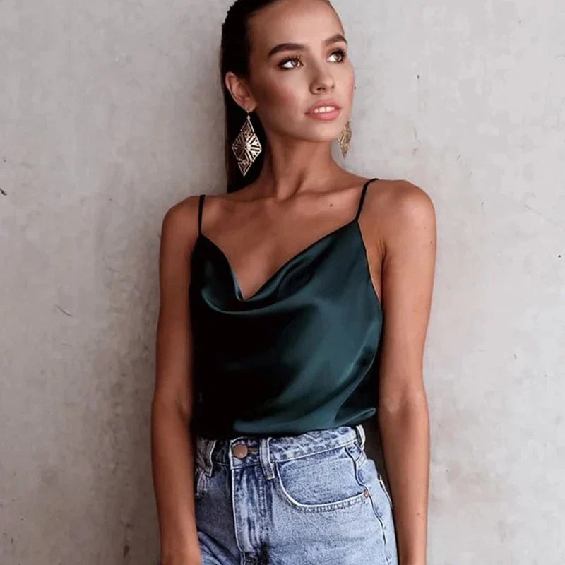 Romilly - Débardeur spaghetti en satin élégant pour femmes pour un look stylé