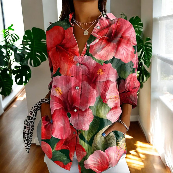 Liera - Élégante blouse pour femme avec fermeture à boutons traversants pour un look stylé