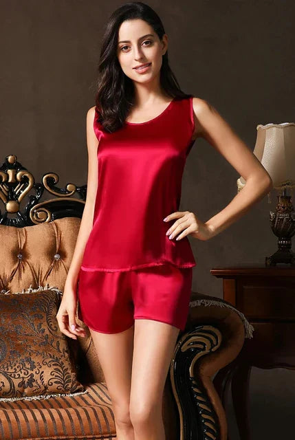 Aurora - Pyjama d'été en soie de luxe pour femme au style élégant