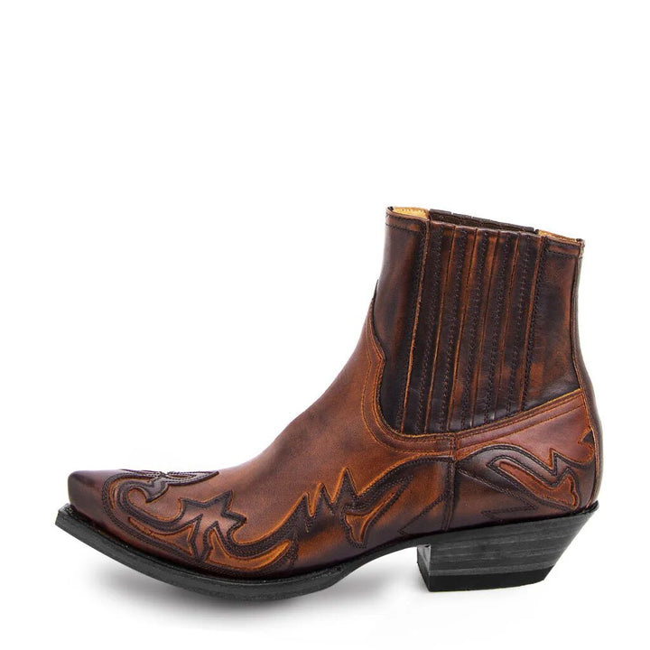 Boetz | Élégantes bottes de cowgirl vintage en cuir brun et noir pour un look stylé