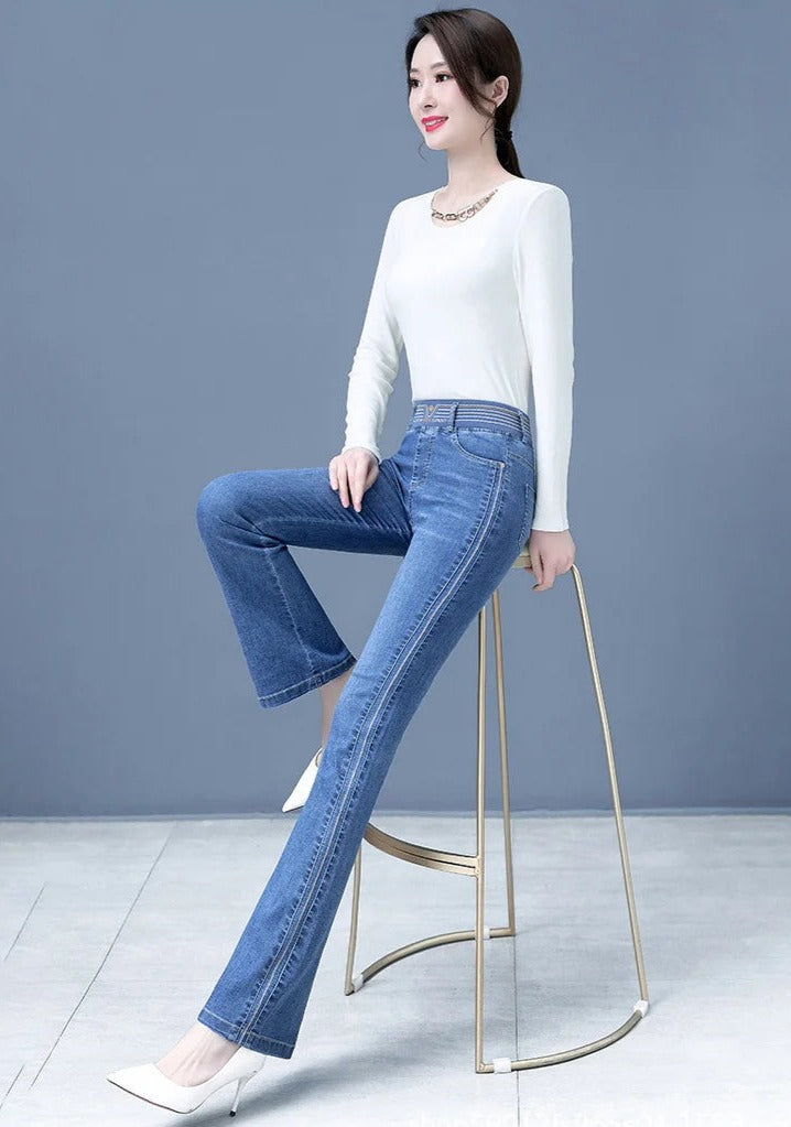 Jeans Nora stylé avec une taille haute pour une coupe flatteuse