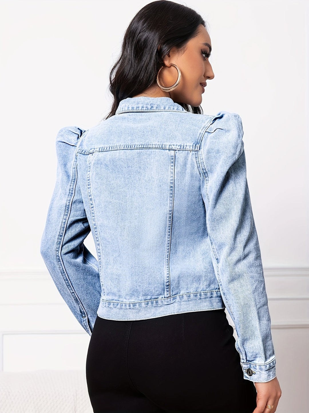 Floriane | Veste en denim élégante pour femmes avec manches bouffantes - Le mélange parfait de vestes décontractées et chics