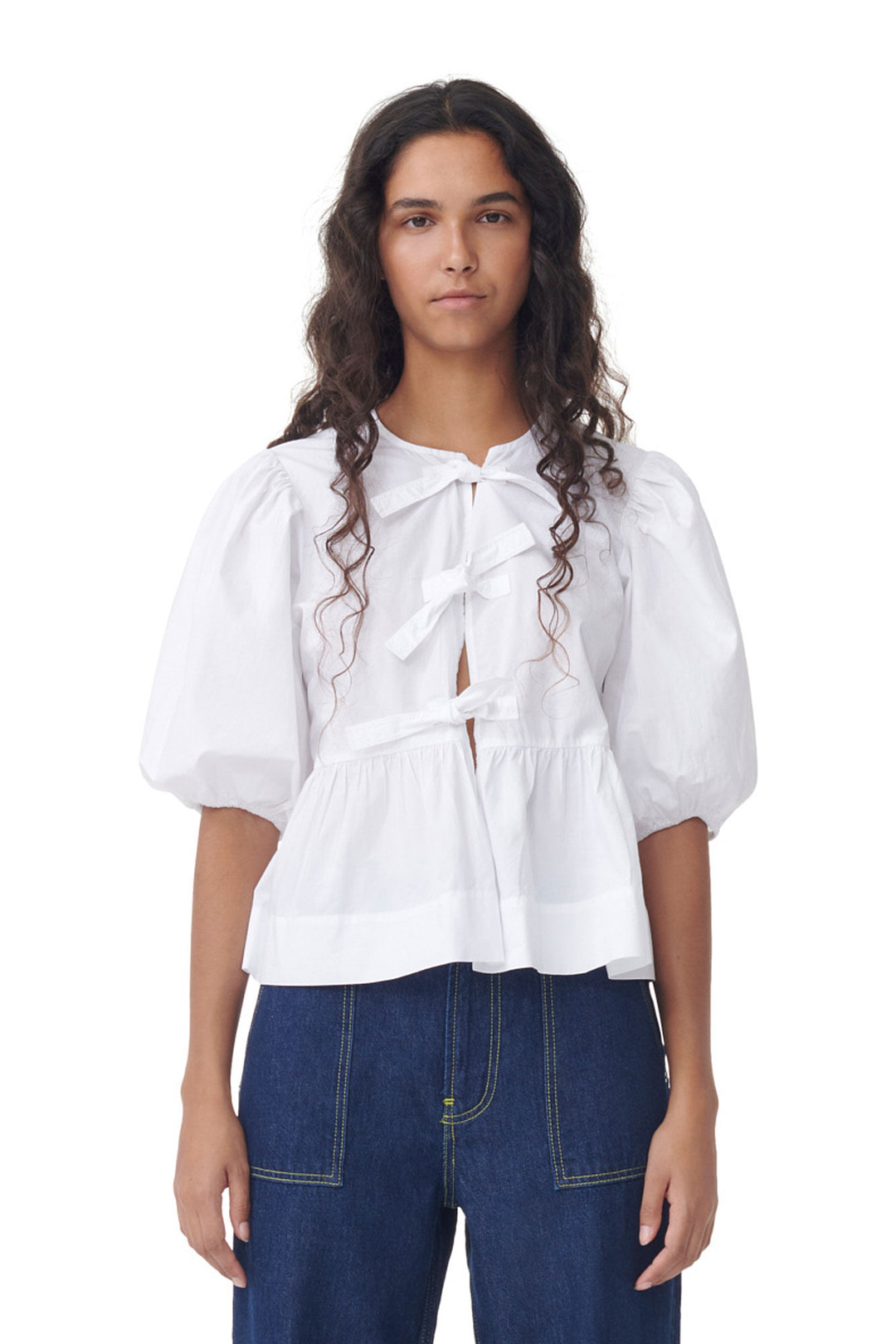 Berynth | Chemisier chic pour femmes avec des manches bouffantes et un détail nœud - un top élégant et stylé
