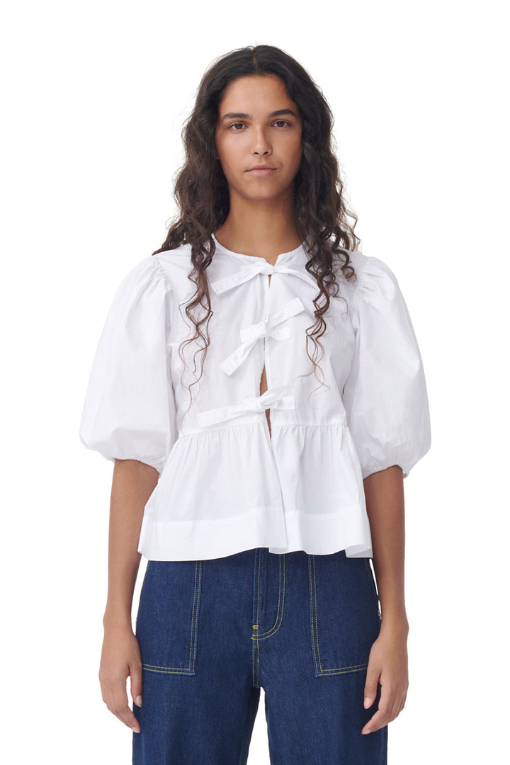 Berynth | Chemisier chic pour femmes avec des manches bouffantes et un détail nœud - un top élégant et stylé
