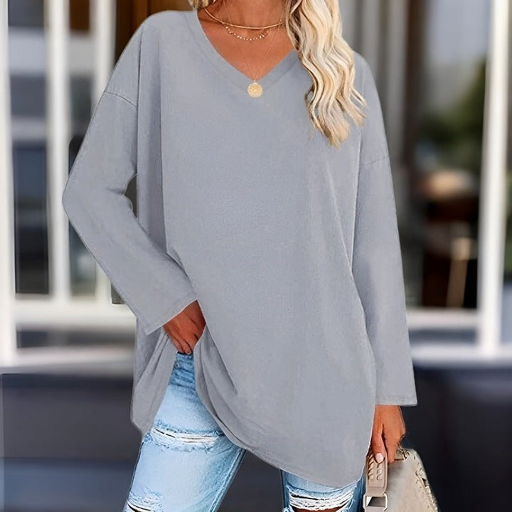 Dalina - Pull élégant à manches longues et col en V pour un confort stylé