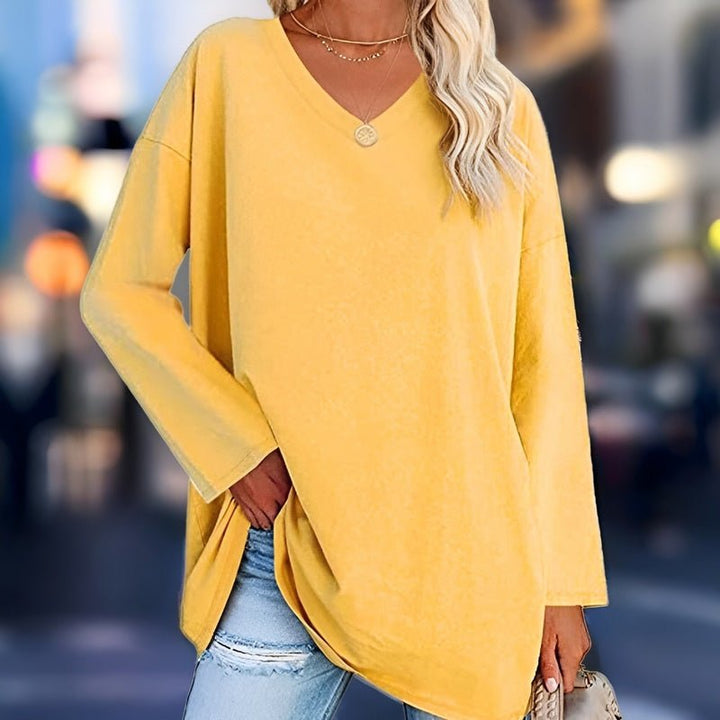 Dalina - Pull élégant à manches longues et col en V pour un confort stylé