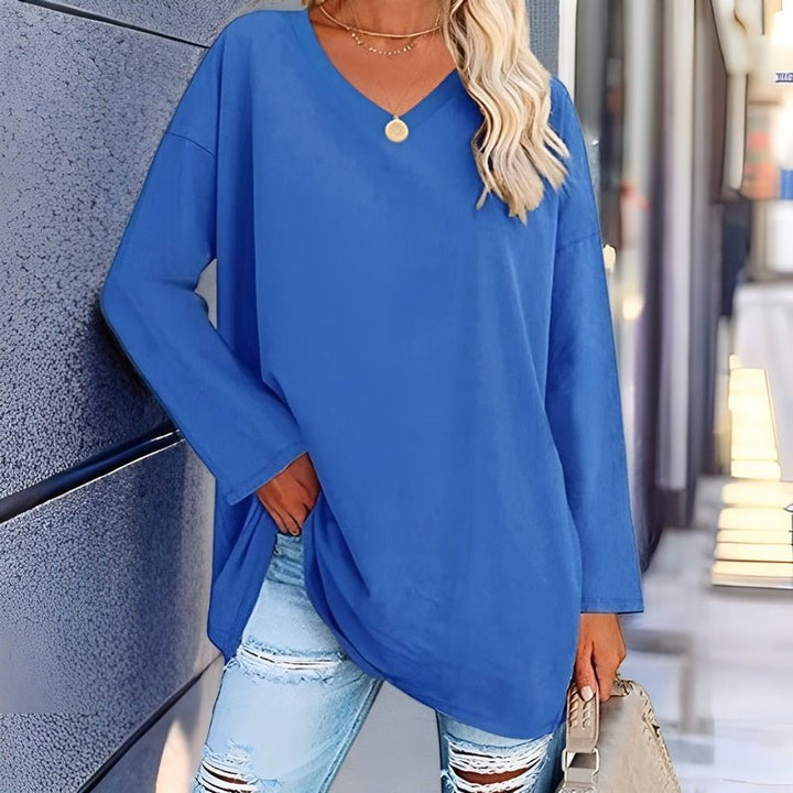 Dalina - Pull élégant à manches longues et col en V pour un confort stylé