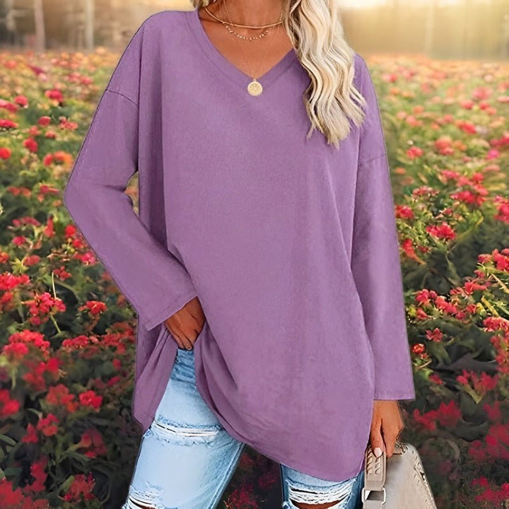 Dalina - Pull élégant à manches longues et col en V pour un confort stylé