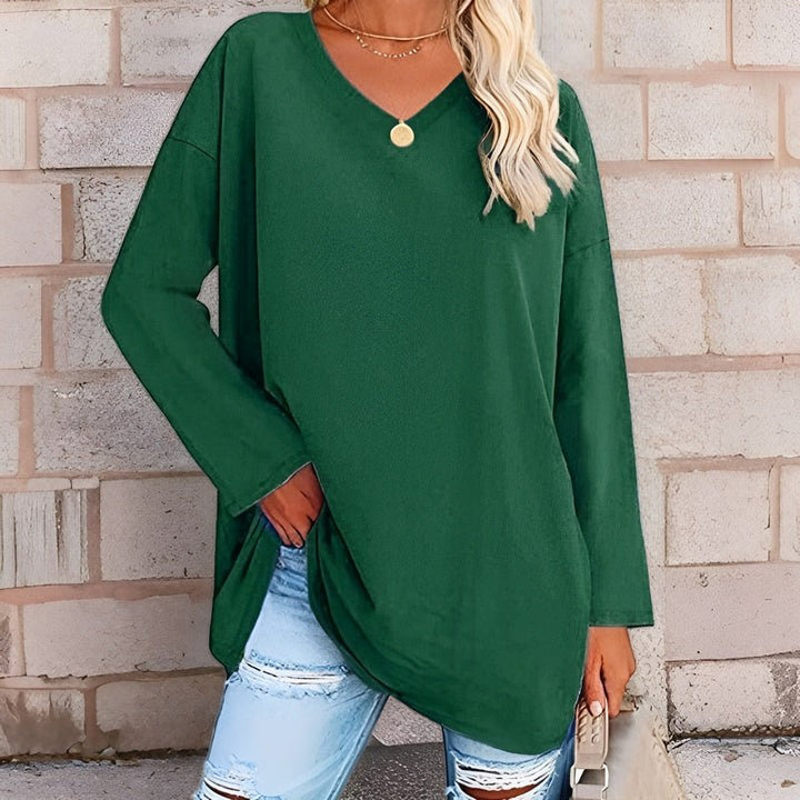 Dalina - Pull élégant à manches longues et col en V pour un confort stylé