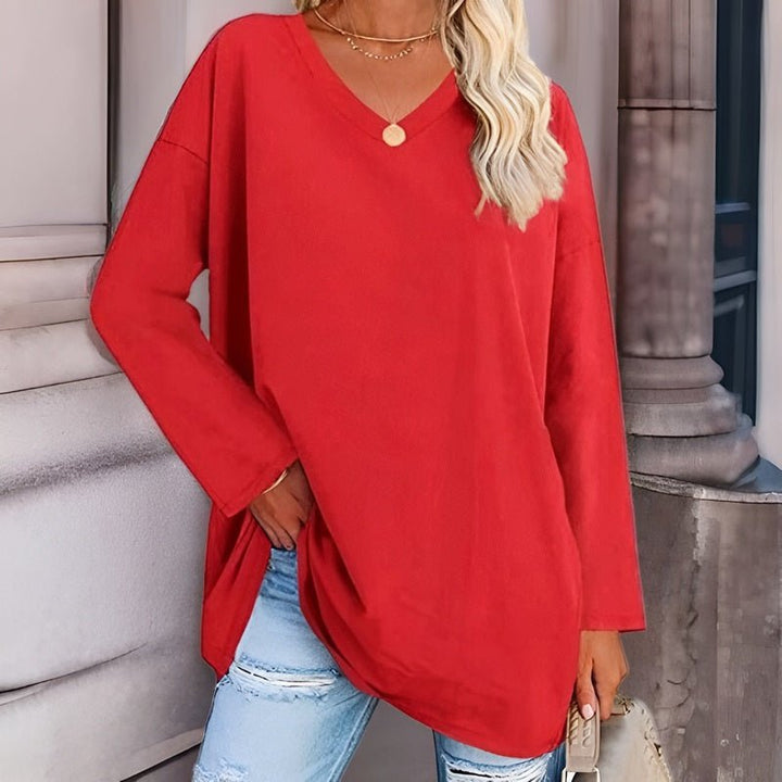 Dalina - Pull élégant à manches longues et col en V pour un confort stylé