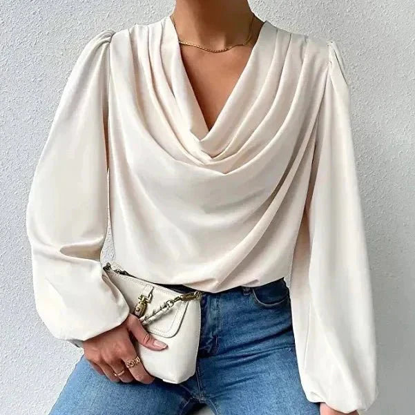 Rio - Blouse femme élégante drapée à manches longues pour un look stylé
