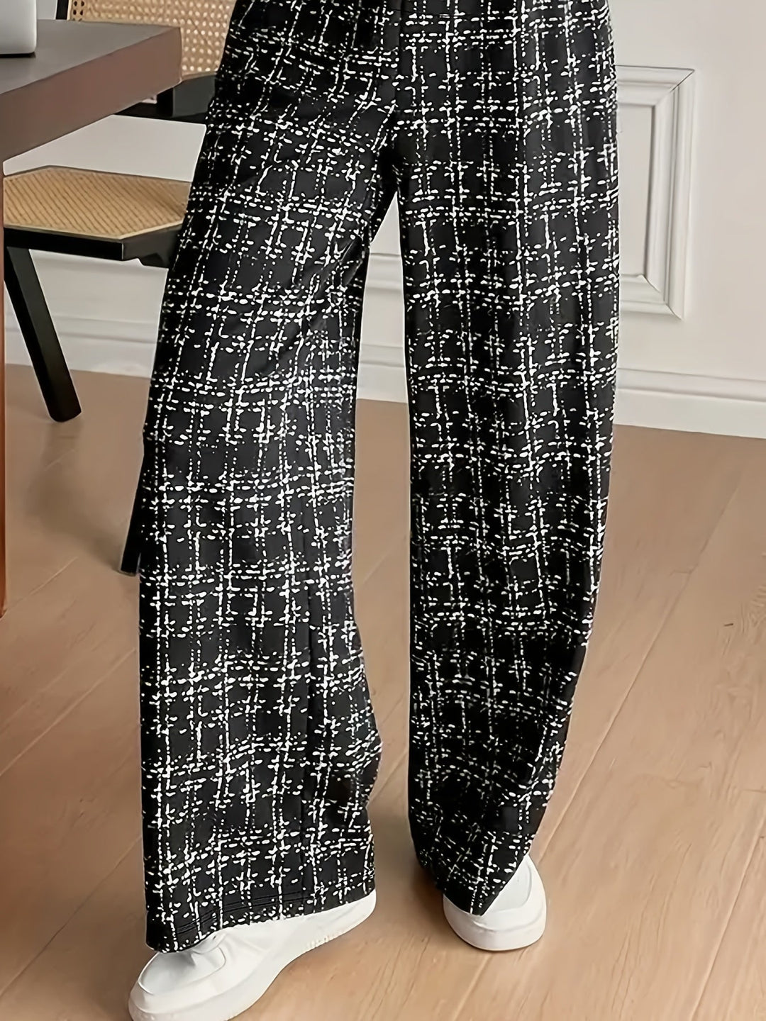 Klaudia | Ensemble haut sans manches et pantalon en tweed à carreaux chic pour femmes