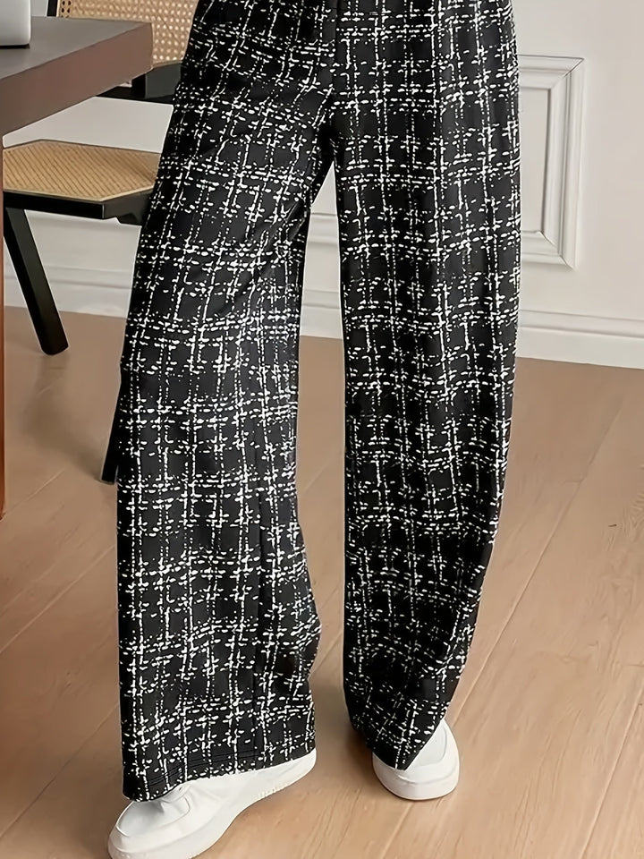 Klaudia | Ensemble haut sans manches et pantalon en tweed à carreaux chic pour femmes