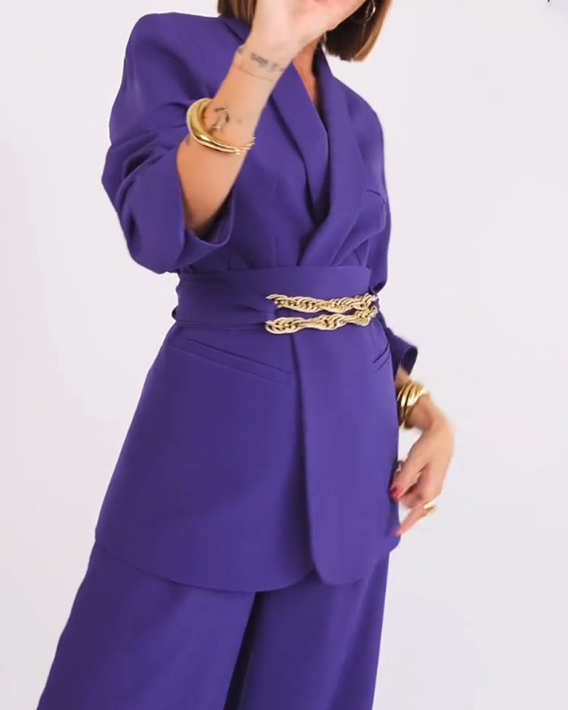 Constanza | Blazer oversized élégant et pantalon en teintes violettes luxueuses
