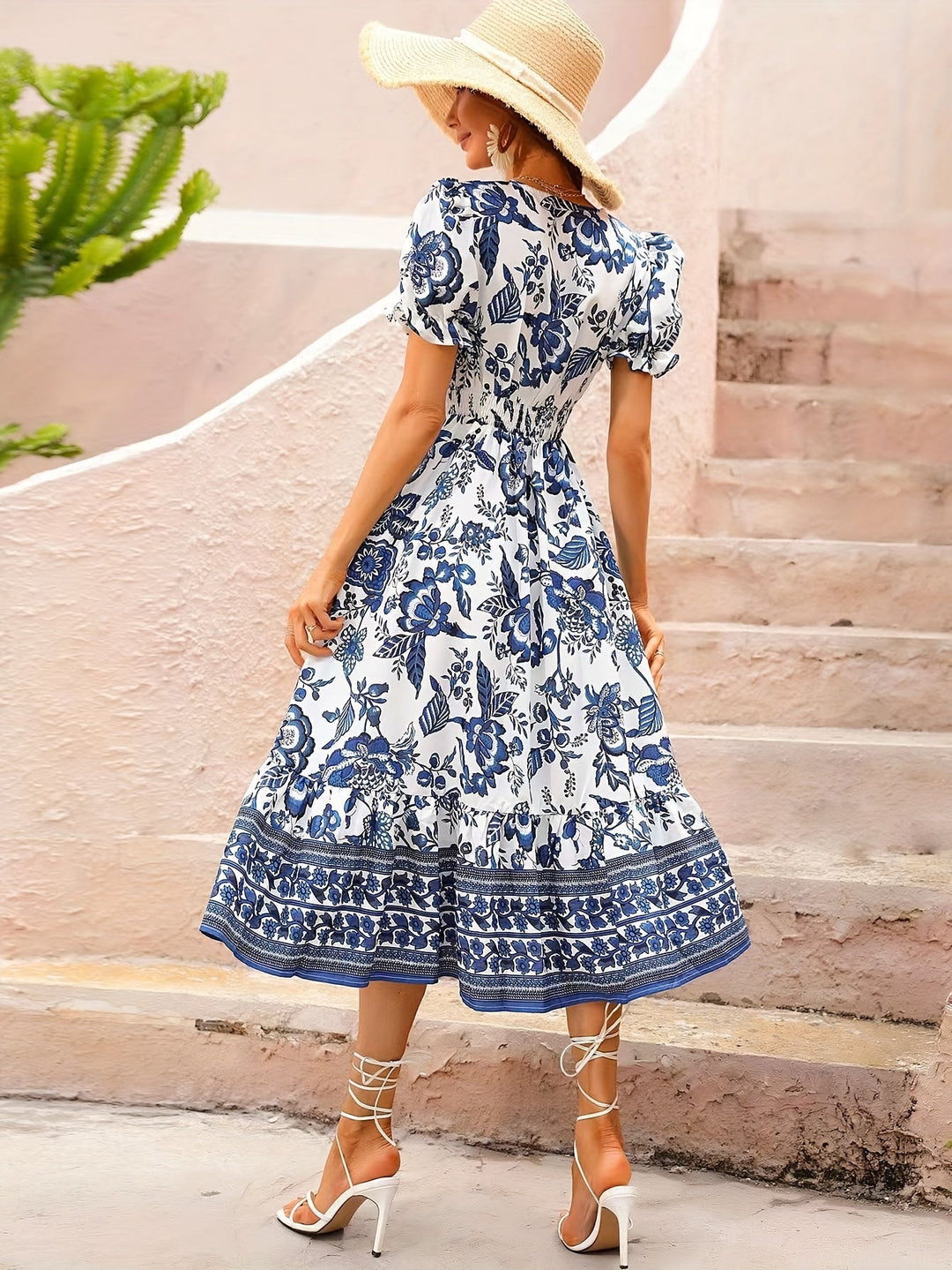 Diantha | Robe A-line floral élégante avec décolleté en V pour un look raffiné
