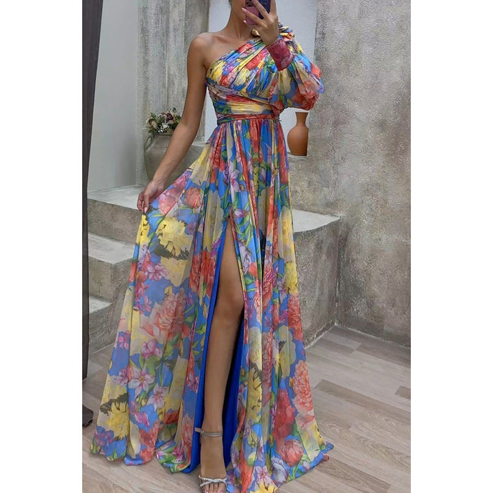 Dottie | Robe Fleurie Élégante à Épaule Unique - Robe d'Été Élégante pour un Look Féminin