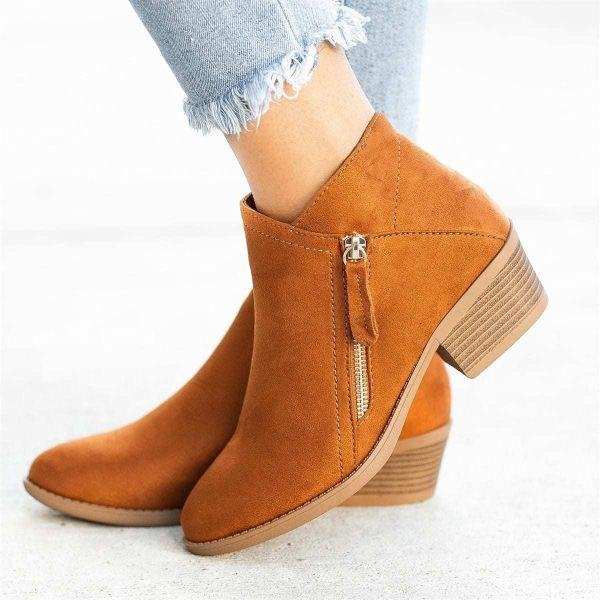 Celeste | Élégants et confortables bottines en suede à mi-hauteur avec fermeture éclair et un petit talon subtil