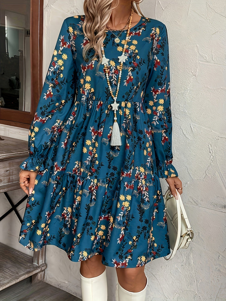 Alida | Robe élégante pour femme avec imprimé floral, ourlet fluide et manches - Parfaite pour une tenue décontractée en vacances