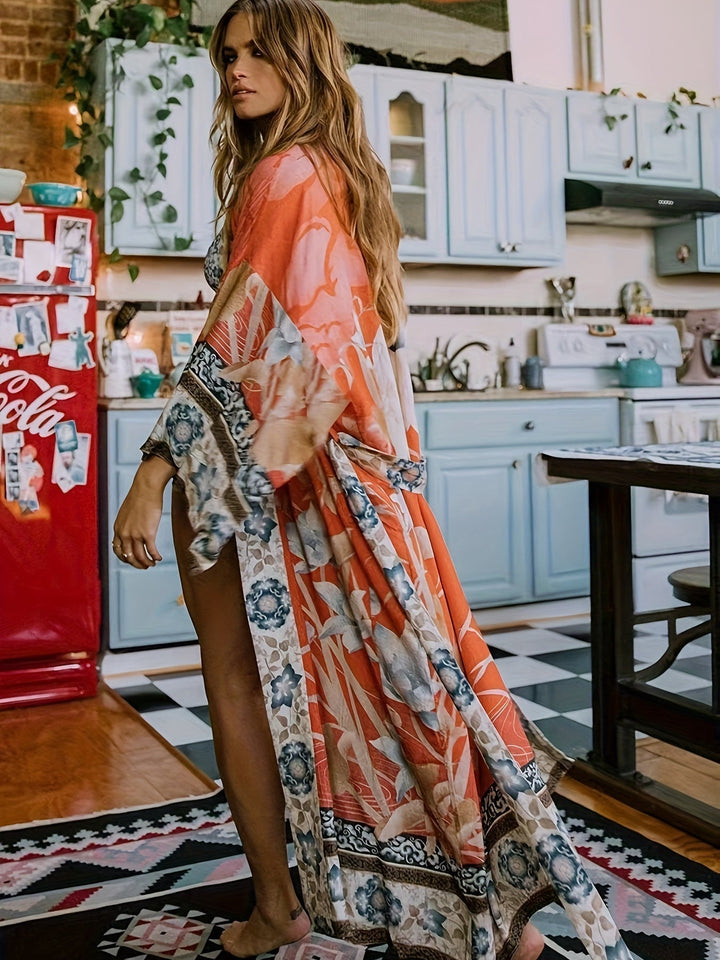 Barbara | Kimono long et élégant à imprimé floral pour femmes