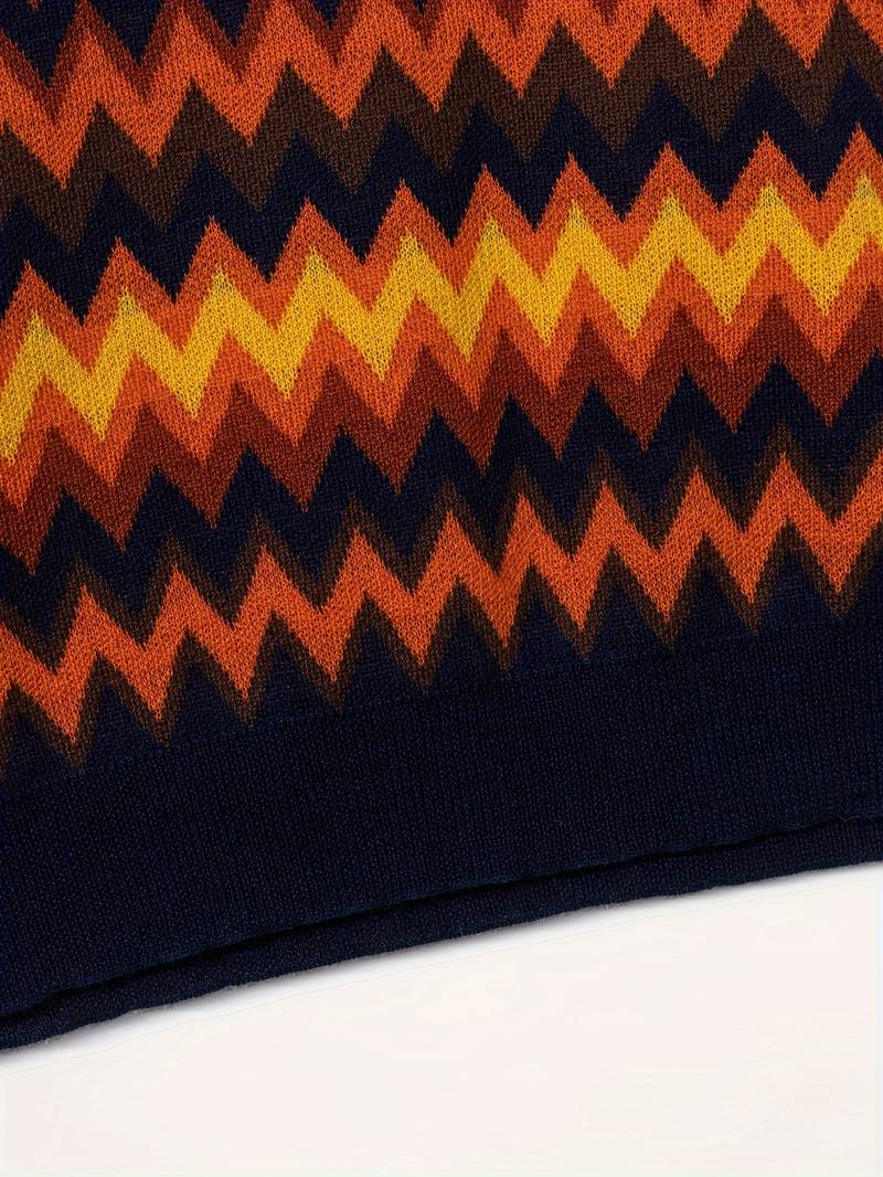 Pull rétro stylé avec motif zigzag tendance