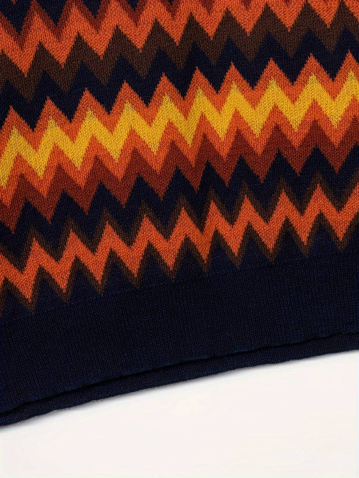 Pull rétro stylé avec motif zigzag tendance