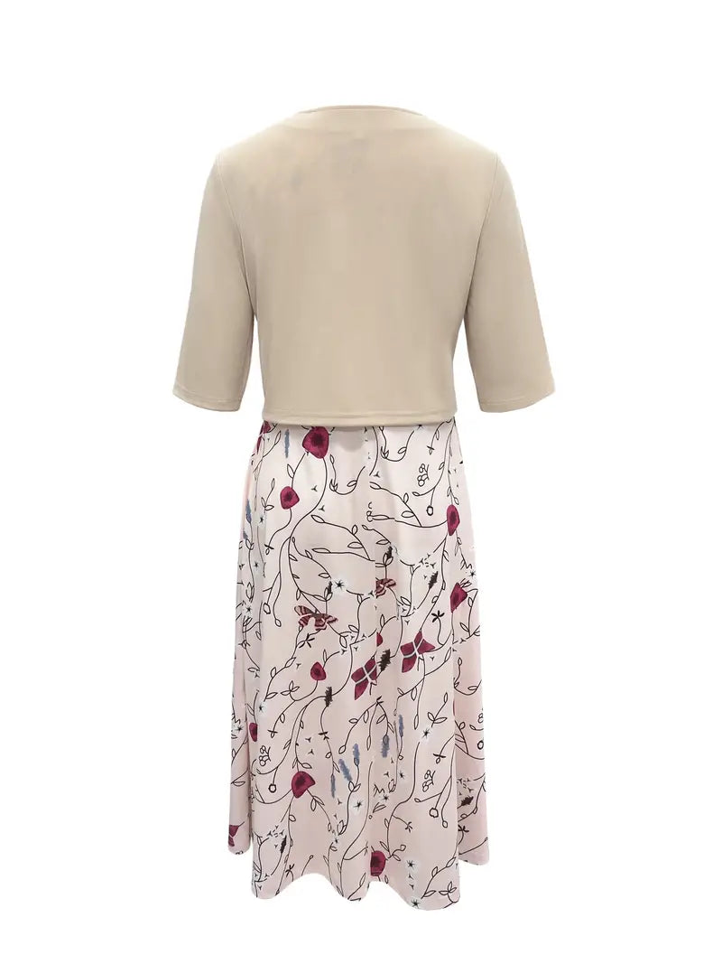 Robe de chambre Élégante Deux Pièces avec Décolleté en V et Top en Imprimé Floral pour un Look Chic