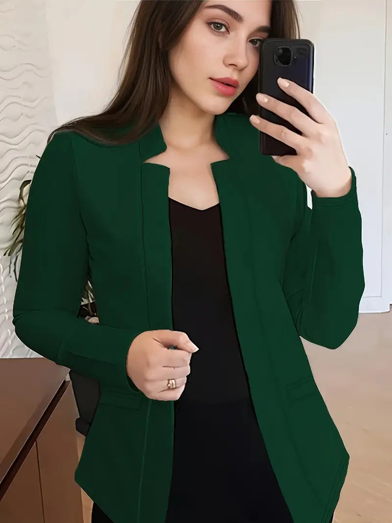 Blazer élégant et décontracté à manches longues et ouvert sur le devant pour un look sans effort