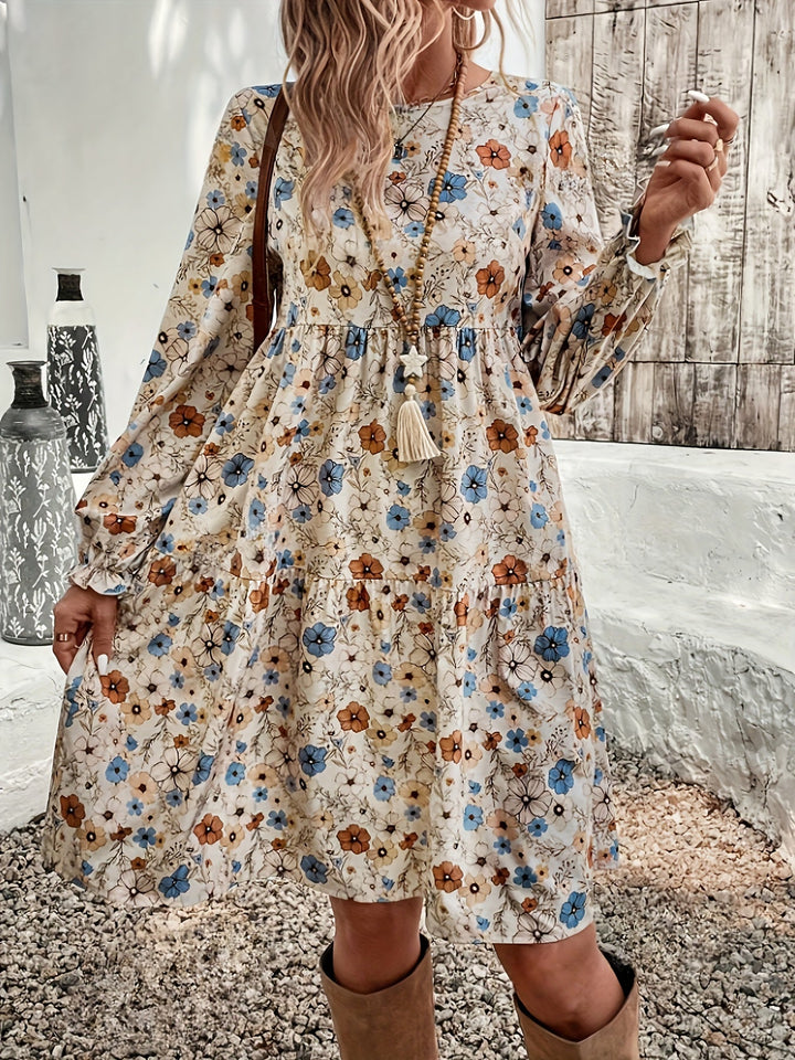 Alida | Robe élégante pour femme avec imprimé floral, ourlet fluide et manches - Parfaite pour une tenue décontractée en vacances