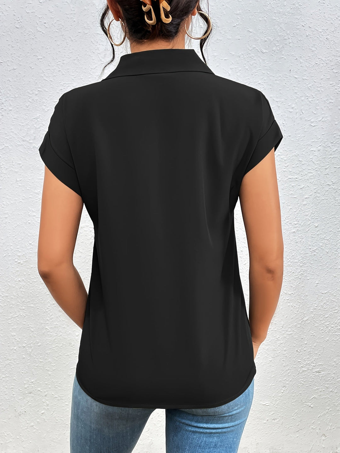Vedis Élégante Blouse pour Femmes avec Fermeture Éclair - Haut à Manches Courtes Élégant avec Col Revers